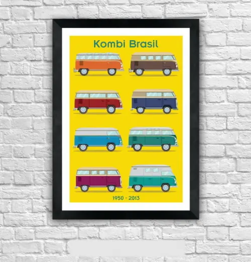 Quadro Pôster A3 c/ Moldura Kombi Brasil 30x42cm
