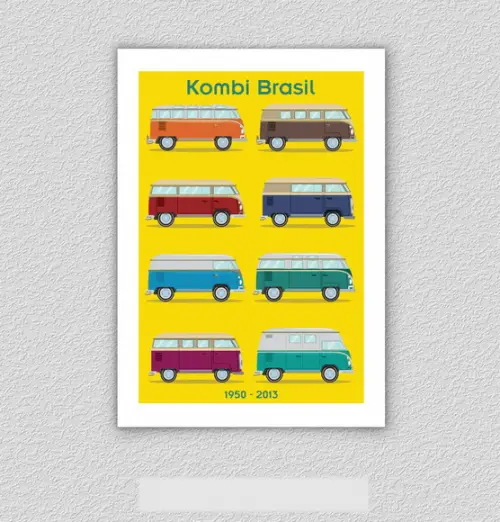 Quadro Pôster A3 c/ Moldura Kombi Brasil 30x42cm