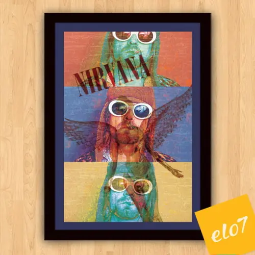 Quadro Pôster A3 c/ Moldura Kurt In Utero Pop Art 30x42cm