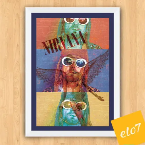 Quadro Pôster A3 c/ Moldura Kurt In Utero Pop Art 30x42cm