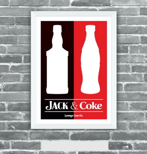 Quadro Pôster A3 c/ Moldura Lemmy Jack And Coke 30x42cm