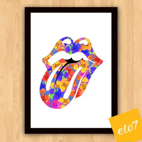 Quadro Pôster A3 c/ Moldura Lingua Palhetas Pop Art 30x42cm