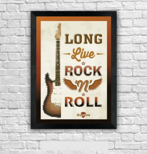 Quadro Pôster A3 c/ Moldura Long Live Rock"n"roll 30x42cm
