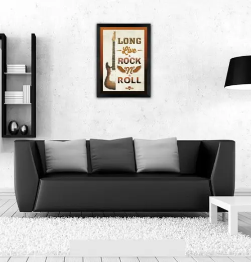 Quadro Pôster A3 c/ Moldura Long Live Rocknroll 30x42cm