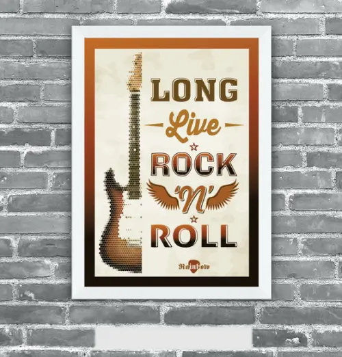 Quadro Pôster A3 c/ Moldura Long Live Rocknroll 30x42cm