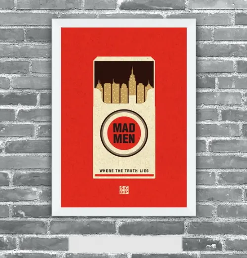 Quadro Pôster A3 c/ Moldura Mad Men Lucky Pack - 30x42cm