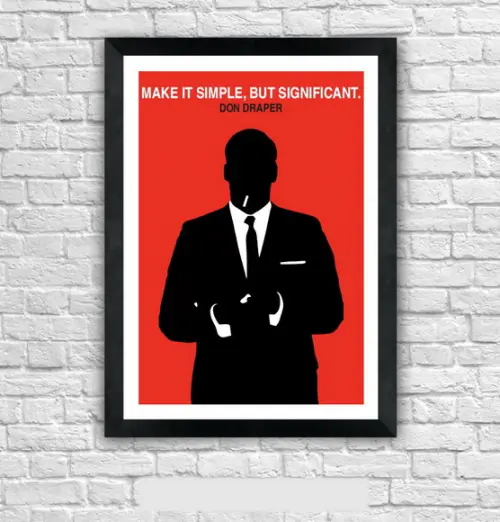 Quadro Pôster A3 c/ Moldura Mad Men Make It Simple 30x42cm