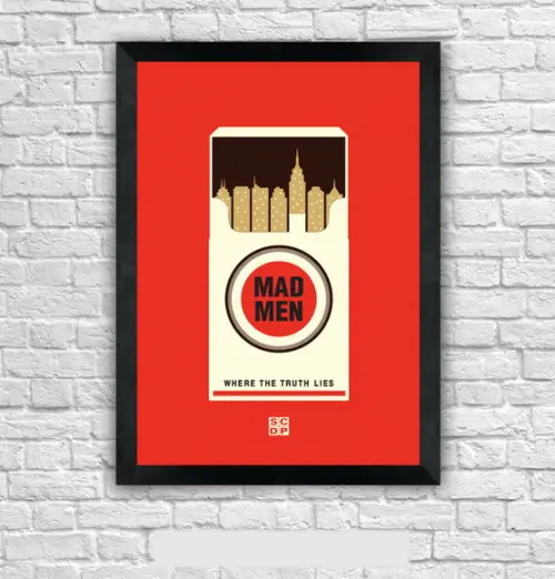 Quadro Pôster A3 c/ Moldura Mad Men Lucky Pack - 30x42cm