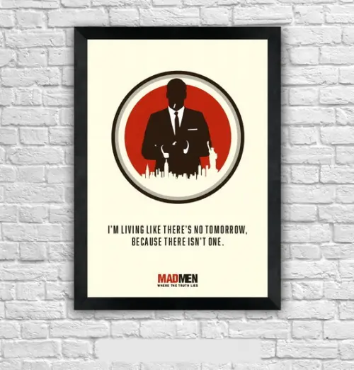 Quadro Pôster A3 c/ Moldura Mad Men no Tomorrow 30x42cm