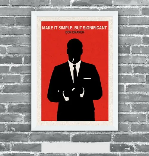 Quadro Pôster A3 c/ Moldura Mad Men Make It Simple 30x42cm