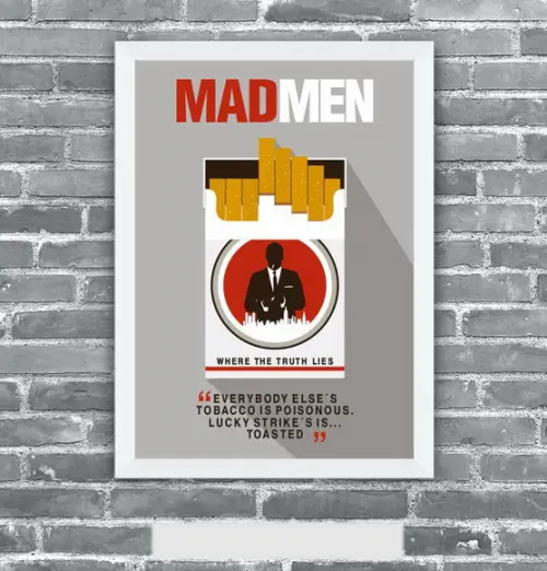 Quadro Pôster A3 c/ Moldura Mad Men Toasted - 30x42cm