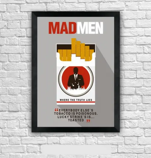 Quadro Pôster A3 c/ Moldura Mad Men Toasted - 30x42cm