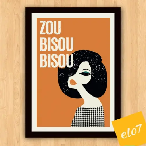 Quadro Pôster A3 c/ Moldura Mad Men Zou Bisou - 30x42cm