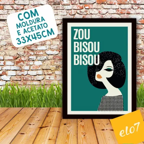 Quadro Pôster A3 c/ Moldura Mad Men Zou Bisou - 30x42cm