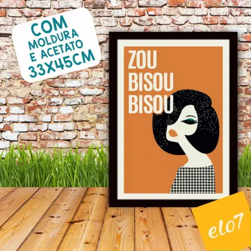 Quadro Pôster A3 c/ Moldura Mad Men Zou Bisou - 30x42cm