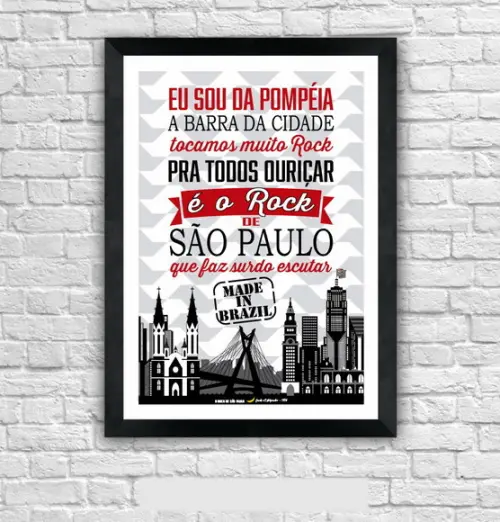 Quadro Pôster A3 c/ Moldura Made In Brazil Sp 30x42cm
