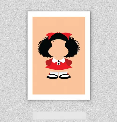 Quadro Pôster A3 c/ Moldura Mafalda Pop Art 30x42cm