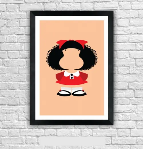 Quadro Pôster A3 c/ Moldura Mafalda Pop Art 30x42cm