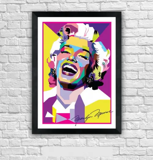 Quadro Pôster A3 c/ Moldura Marilyn Monroe Pop Art 30x42cm