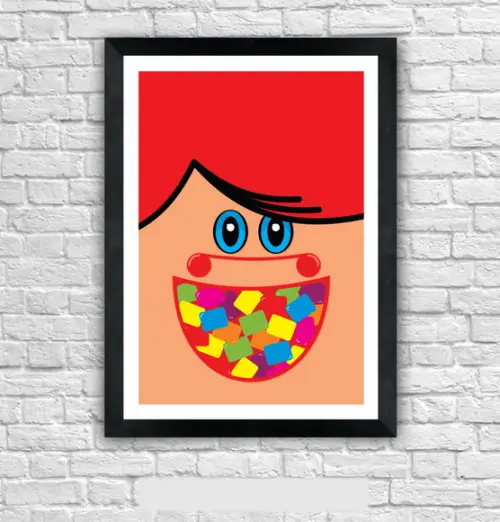 Quadro Pôster A3 c/ Moldura Mini Chicletes Pop Art 30x42cm