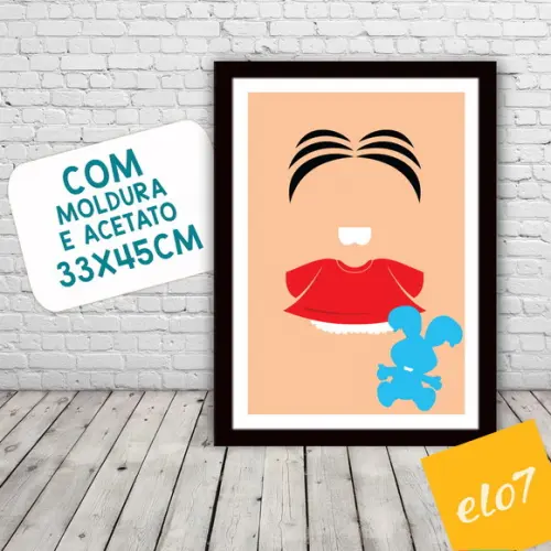 Quadro Pôster A3 c/ Moldura Monica Pop Art 30x42cm