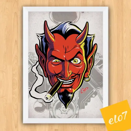 Quadro Pôster A3 c/ Moldura Motor Coop Devil 30x42cm