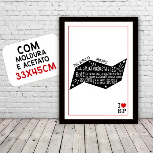 Quadro Pôster A3 c/ Moldura Músicas de São Paulo 30x42cm