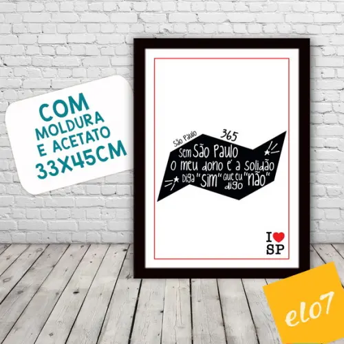 Quadro Pôster A3 c/ Moldura Músicas de São Paulo 30x42cm