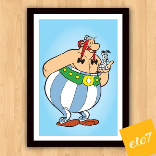 Quadro Pôster A3 c/ Moldura Obelix e Ideafix 30x42cm