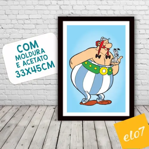 Quadro Pôster A3 c/ Moldura Obelix e Ideafix 30x42cm