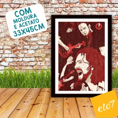 Quadro Pôster A3 c/ Moldura Pearl Jam Faces 30x42cm