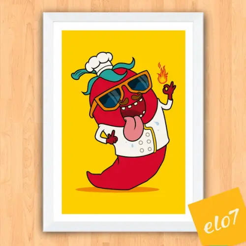 Quadro Pôster A3 c/ Moldura Pimenta Chef 30x42cm