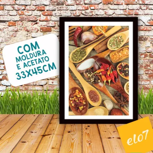 Quadro Pôster A3 c/ Moldura Pimenta e Temperos 30x42cm