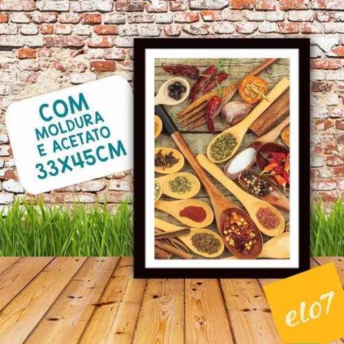Quadro Pôster A3 c/ Moldura Pimenta e Temperos 30x42cm