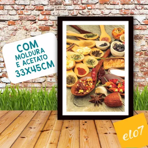 Quadro Pôster A3 c/ Moldura Pimenta e Temperos 30x42cm