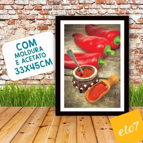 Quadro Pôster A3 c/ Moldura Pimenta e Temperos 30x42cm