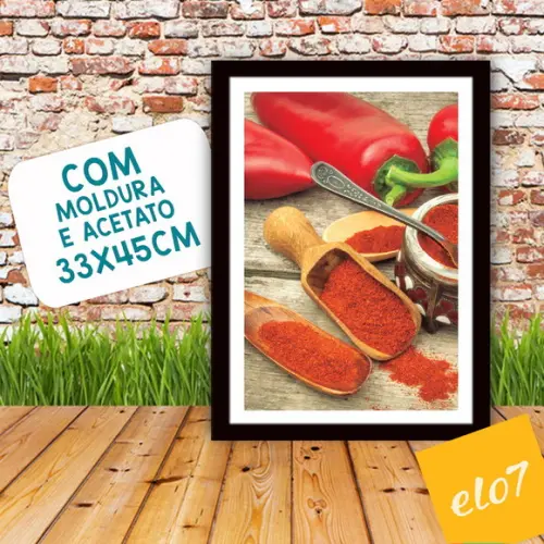 Quadro Pôster A3 c/ Moldura Pimenta e Temperos 30x42cm