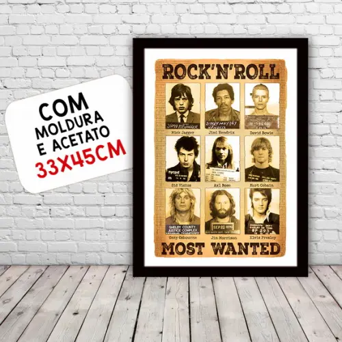 Quadro Pôster A3 c/ Moldura Procurados do Rock 30x42cm