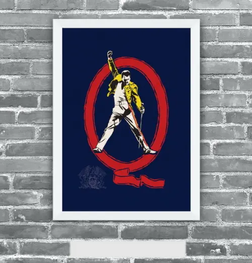 Quadro Pôster A3 c/ Moldura Queen Tribute 30x42cm