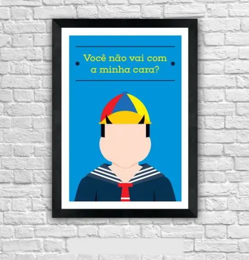 Quadro Pôster A3 c/ Moldura Quico Chaves Frase - 30x42cm