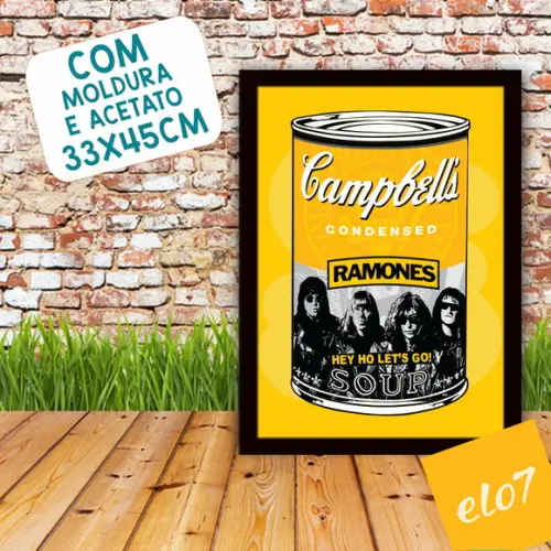Quadro Pôster A3 c/ Moldura Ramones Campbell´s 30x42cm