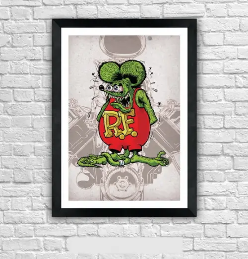 Quadro Pôster A3 c/ Moldura Rat Fink 30x42cm