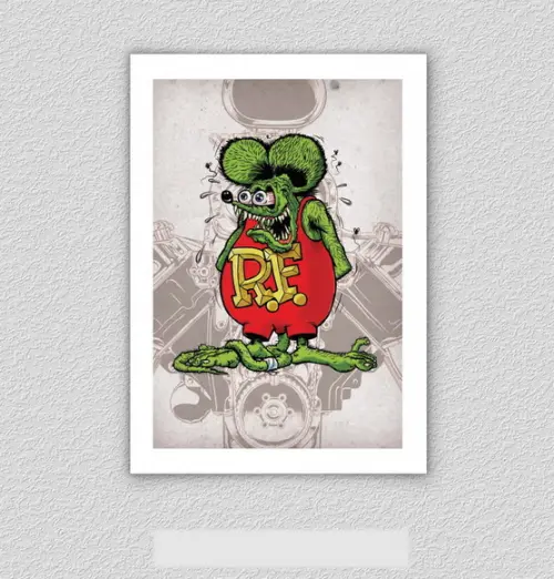 Quadro Pôster A3 c/ Moldura Rat Fink 30x42cm