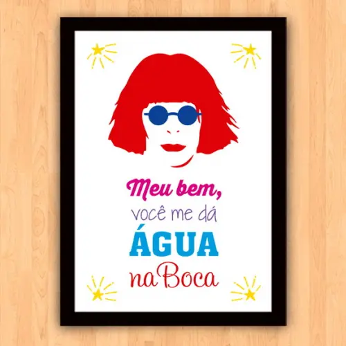 Quadro Pôster A3 c/ Moldura Rita Lee Agua na Boca 30x42cm