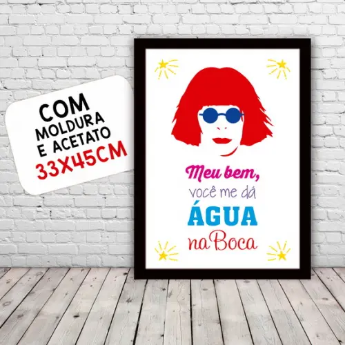 Quadro Pôster A3 c/ Moldura Rita Lee Agua na Boca 30x42cm