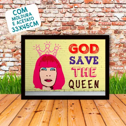 Quadro Pôster A3 c/ Moldura Rita Lee God Save 30x42cm
