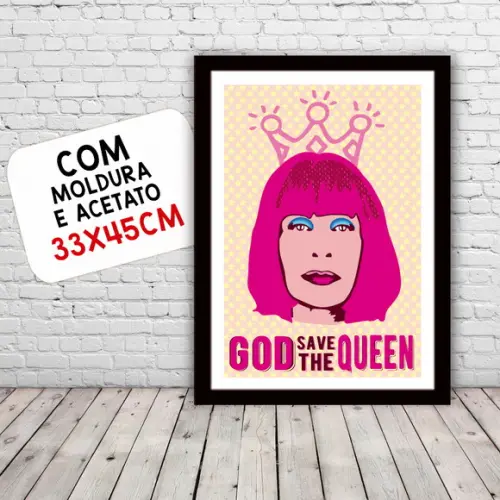 Quadro Pôster A3 c/ Moldura Rita Lee God Save 30x42cm