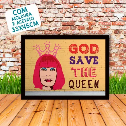 Quadro Pôster A3 c/ Moldura Rita Lee God Save 30x42cm