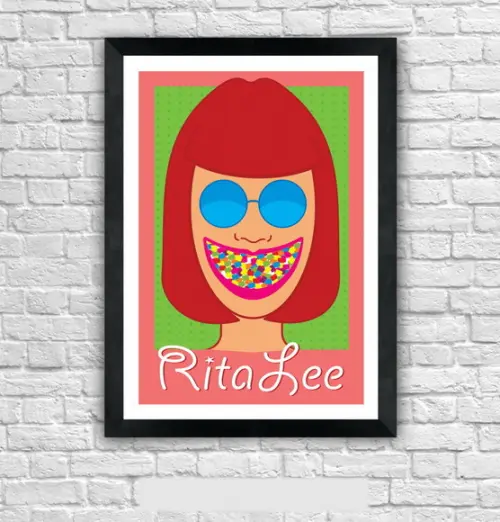 Quadro Pôster A3 c/ Moldura Rita Lee Tutti Frutti 30x42cm
