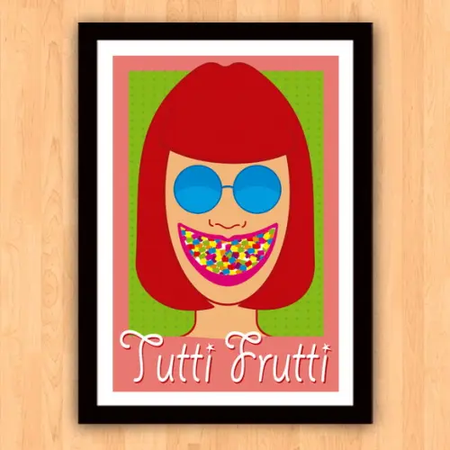 Quadro Pôster A3 c/ Moldura Rita Lee Tutti Frutti 30x42cm